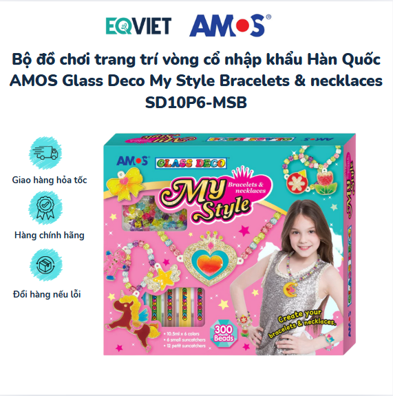 Bộ đồ chơi trang trí vòng cổ nhập khẩu Hàn Quốc AMOS Glass Deco My Style Bracelets & necklaces SD10P6-MSB