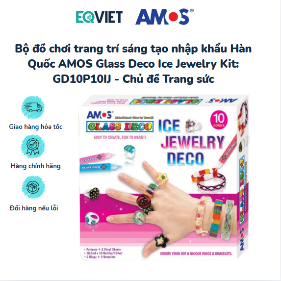 Bộ đồ chơi trang trí sáng tạo nhập khẩu Hàn Quốc AMOS Glass Deco Ice Jewelry Kit: GD10P10IJ - Chủ đề Trang sức