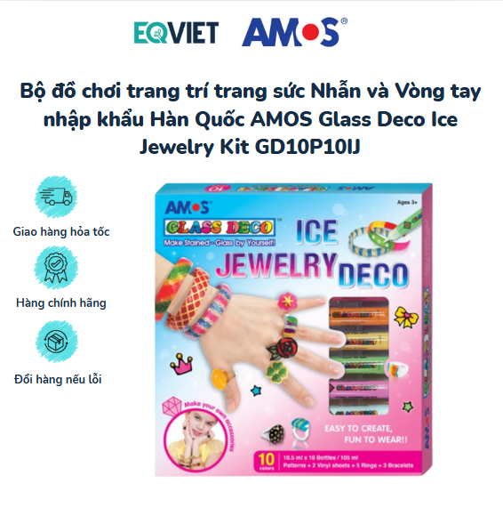 Bộ đồ chơi trang trí trang sức Nhẫn và Vòng tay nhập khẩu Hàn Quốc AMOS Glass Deco Ice Jewelry Kit GD10P10IJ