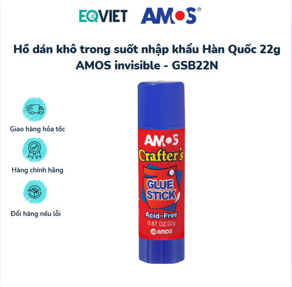Hồ dán khô trong suốt nhập khẩu Hàn Quốc 22g AMOS invisible - GSB22N