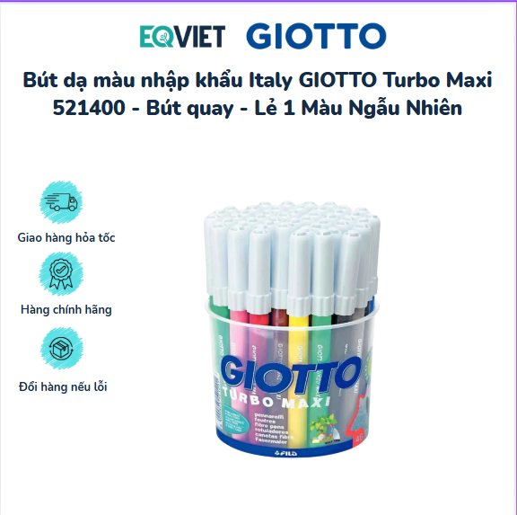Bút dạ màu nhập khẩu Italy GIOTTO Turbo Maxi 521400 - Bút quay - Lẻ 1 Màu Ngẫu Nhiên