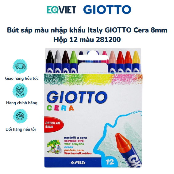 Bút sáp màu nhập khẩu Italy GIOTTO Cera 8mm Hộp 12 màu 281200