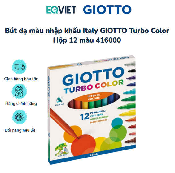 Bút dạ màu nhập khẩu Italy GIOTTO Turbo Color Hộp 12 màu 416000