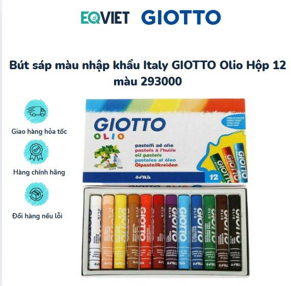 Bút sáp màu nhập khẩu Italy GIOTTO Olio Hộp 12 màu 293000