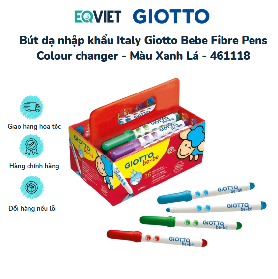 Bút dạ nhập khẩu Italy Giotto Bebe Fibre Pens Colour changer - Màu Xanh Lá - 461118
