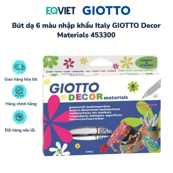 Bút dạ 6 màu nhập khẩu Italy GIOTTO Decor Materials 453300
