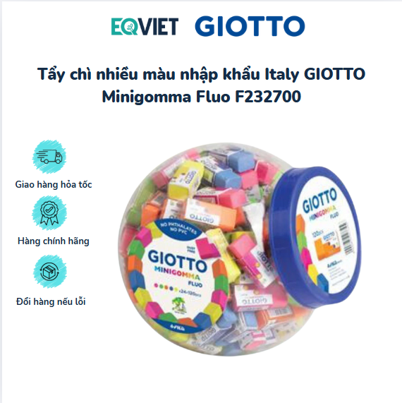 Tẩy chì nhiều màu nhập khẩu Italy GIOTTO Minigomma Fluo F232700
