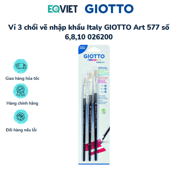 Vỉ 3 chổi vẽ nhập khẩu Italy GIOTTO Art 577 số 6,8,10 026200