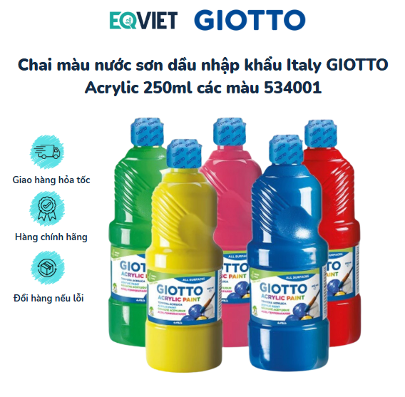 Chai màu nước sơn dầu nhập khẩu Italy GIOTTO Acrylic 250ml các màu 534001