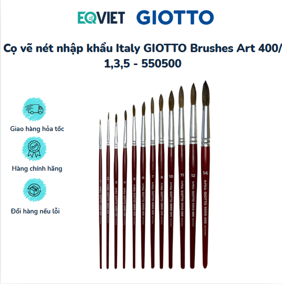Cọ vẽ nét nhập khẩu Italy GIOTTO Brushes Art 400/ 1,3,5 - 550500