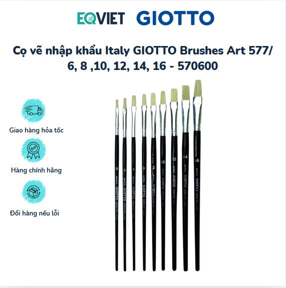 Cọ vẽ nhập khẩu Italy GIOTTO Brushes Art 577/ 6, 8 ,10, 12, 14, 16 - 570600