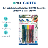  Bút gel nhũ nhập khẩu Italy GIOTTO Confettis Glitter Vỉ 5 chiếc 545400 