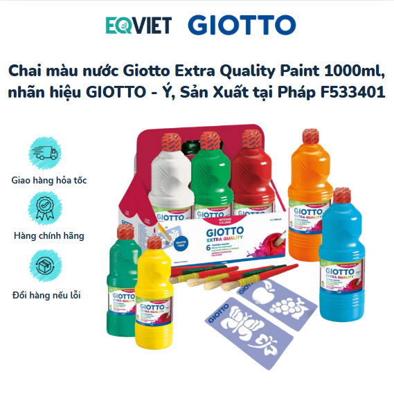 Chai màu nước Giotto Extra Quality Paint 1000ml, nhãn hiệu GIOTTO - Ý, Sản Xuất tại Pháp F533401