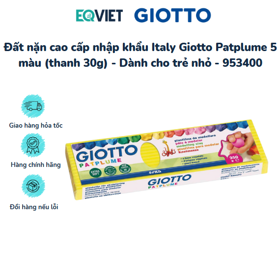 Đất nặn cao cấp nhập khẩu Italy Giotto Patplume 5 màu (thanh 30g) - Dành cho trẻ nhỏ - 953400