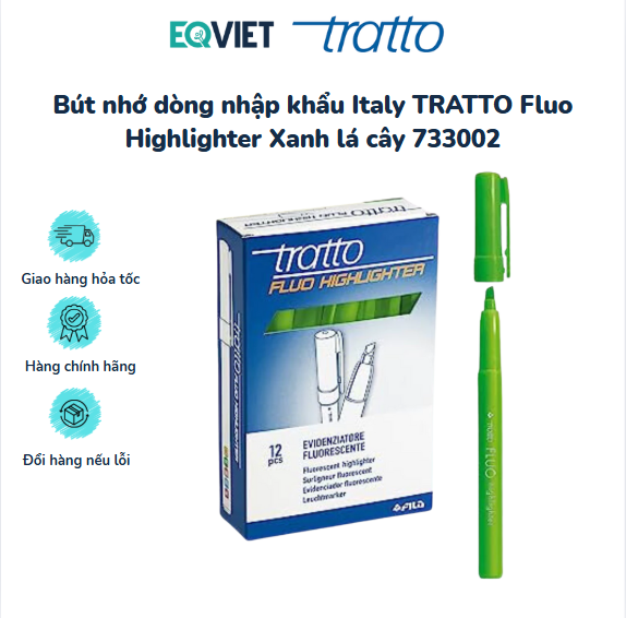 Bút nhớ dòng nhập khẩu Italy TRATTO Fluo Highlighter Xanh lá cây 733002