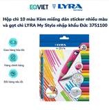  Hộp chì 10 màu Kèm miếng dán sticker nhiều màu và gọt chì LYRA My Style nhập khẩu Đức 3751100 