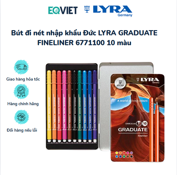 Bút đi nét nhập khẩu Đức LYRA GRADUATE FINELINER 6771100 10 màu