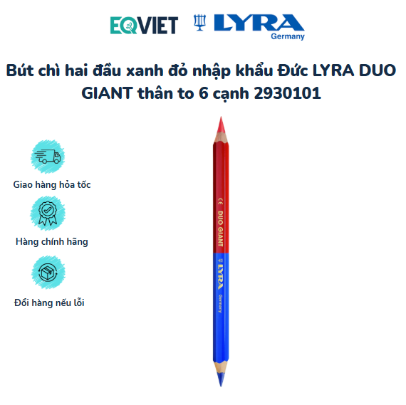 Bút chì hai đầu xanh đỏ nhập khẩu Đức LYRA DUO GIANT thân to 6 cạnh 2930101