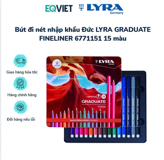 Bút đi nét nhập khẩu Đức LYRA GRADUATE FINELINER 6771151 15 màu