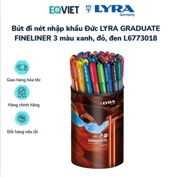Bút đi nét nhập khẩu Đức LYRA GRADUATE FINELINER 3 màu xanh, đỏ, đen L6773018
