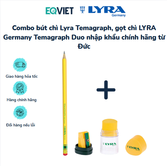 Combo bút chì Lyra Temagraph, gọt chì LYRA Germany Temagraph Duo nhập khẩu chính hãng từ Đức