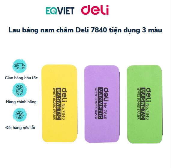 Lau bảng nam châm Deli 7840 tiện dụng 3 màu