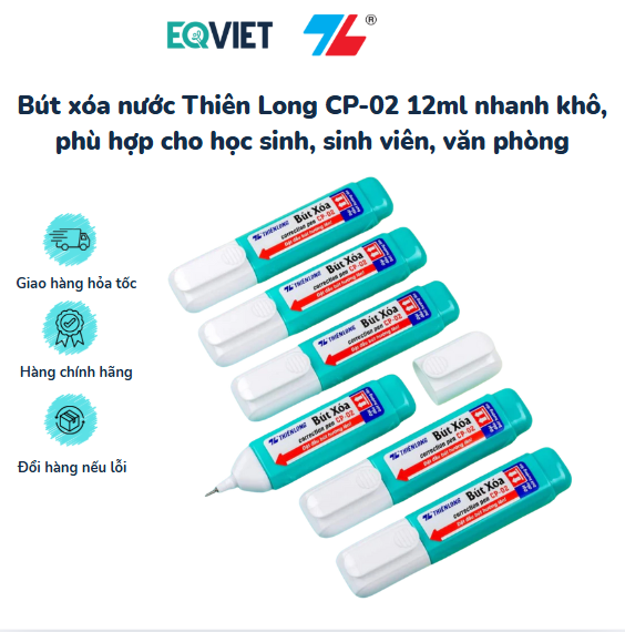Bút xóa nước Thiên Long CP-02 12ml nhanh khô, phù hợp cho học sinh, sinh viên, văn phòng
