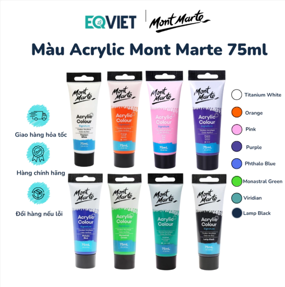 Tuýp Màu Acrylic Signature Mont Marte 75ml Cao Cấp Lẻ - Hàng Chính Hãng