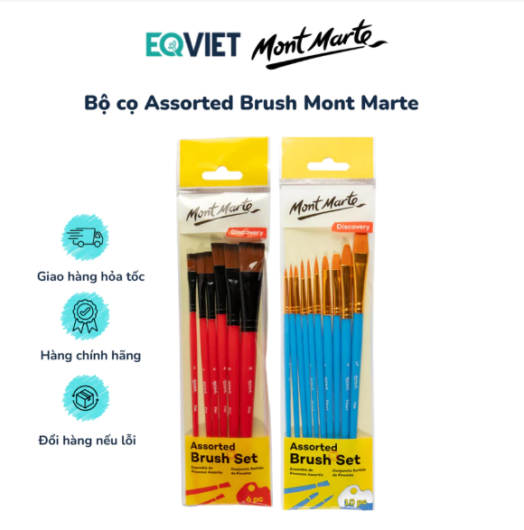Bộ cọ mới Assorted Brush Set Mont Marte Set 6/10 Cọ BMHS0064/BMHS0065 Hàng Chính Hãng