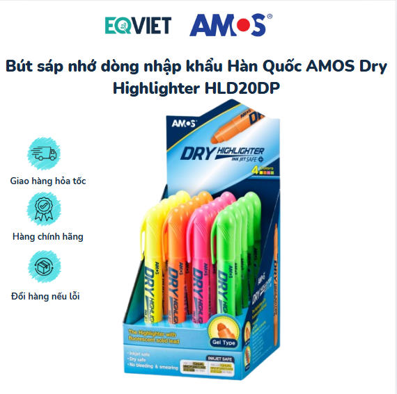 Bút sáp nhớ dòng nhập khẩu Hàn Quốc AMOS Dry Highlighter HLD20DP