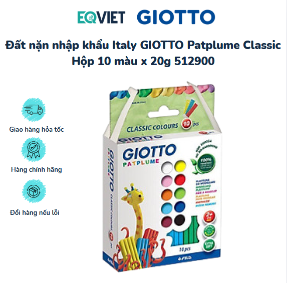 Đất nặn nhập khẩu Italy GIOTTO Patplume Classic Hộp 10 màu x 20g 512900