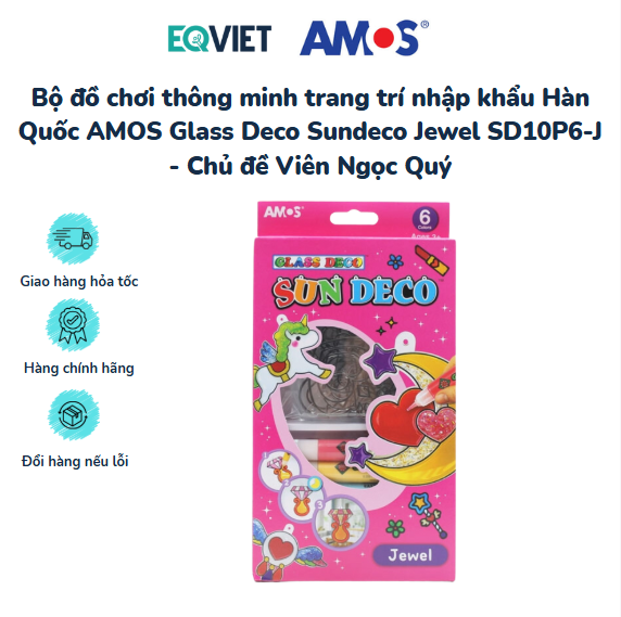 Bộ đồ chơi thông minh trang trí nhập khẩu Hàn Quốc AMOS Glass Deco Sundeco Jewel SD10P6-J - Chủ đề Viên Ngọc Quý