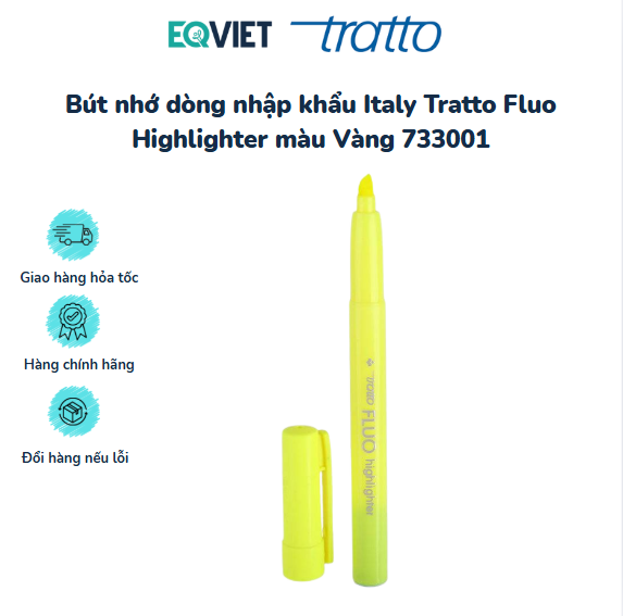 Bút nhớ dòng nhập khẩu Italy Tratto Fluo Highlighter màu Vàng 733001