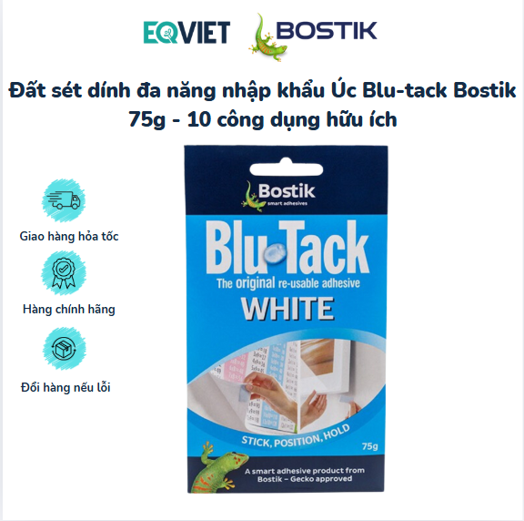 Đất sét dính đa năng nhập khẩu Úc Blu-tack Bostik 75g - 10 công dụng hữu ích