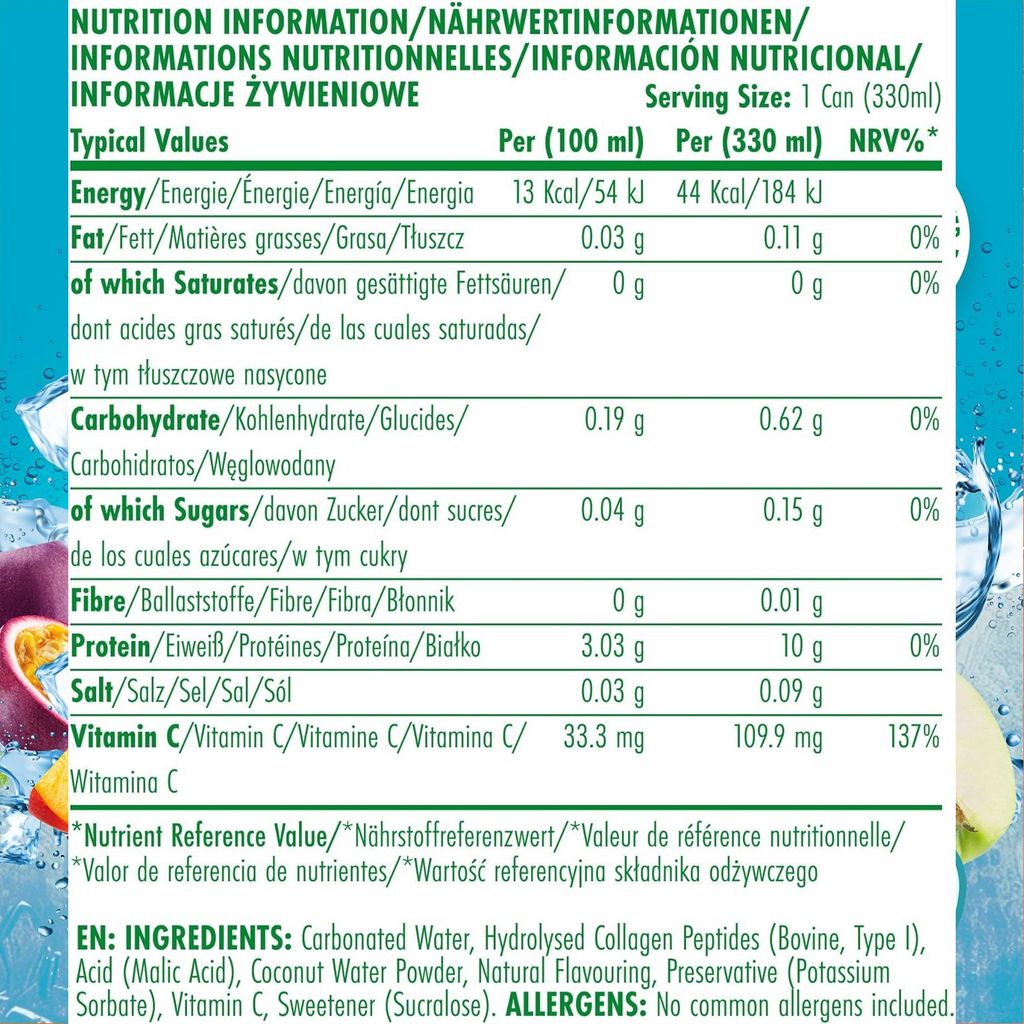 Applied Nutrition Sparkling Protein Water 330ml - Nước uống có gas giàu collagen