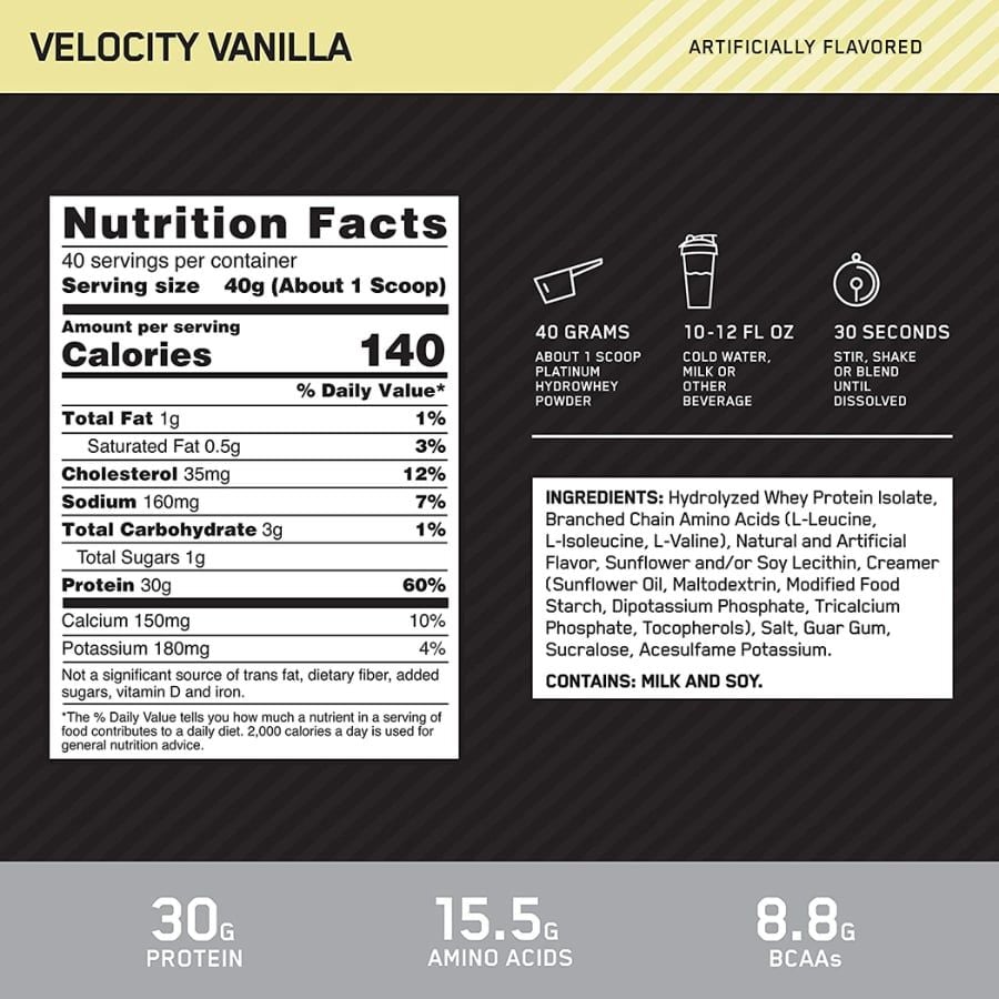 Optimum Nutrition Platinum HydroWhey 3.5lbs (1.59Kg)