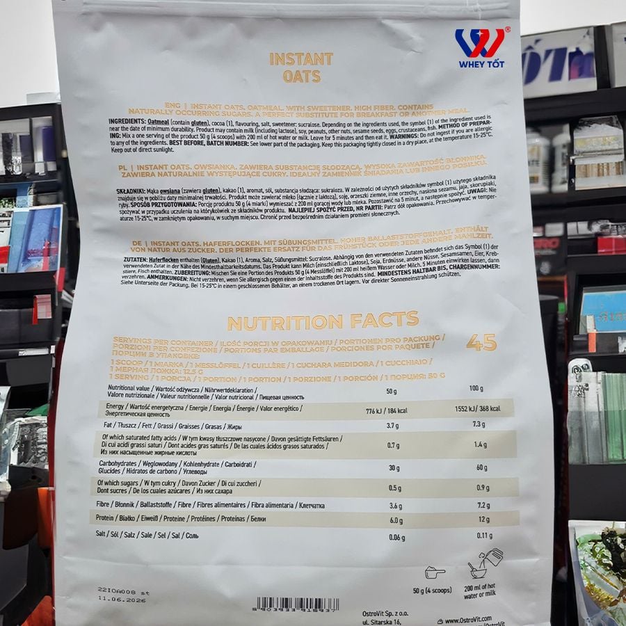 OstroVit Instant Oat Flakes 45 Servings (2270 gram)