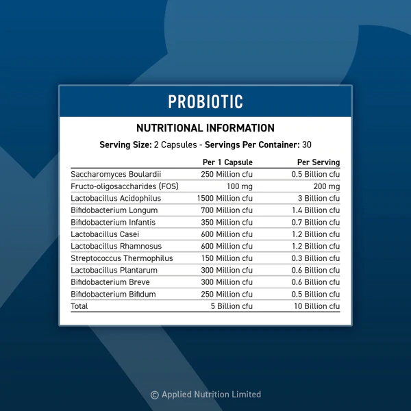 Viên Uống 10 Tỷ Lợi Khuẩn Applied Nutrition Probiotic 60 Viên (30 Servings)