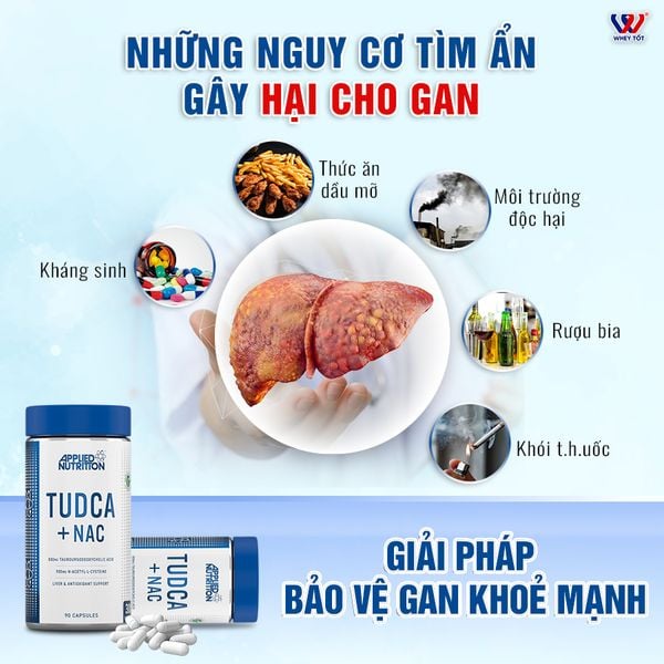 Hỗ Trợ Chức Năng Gan Applied Nutrition TUDCA + NAC 90 Viên (30 Servings) (30/09/2025)