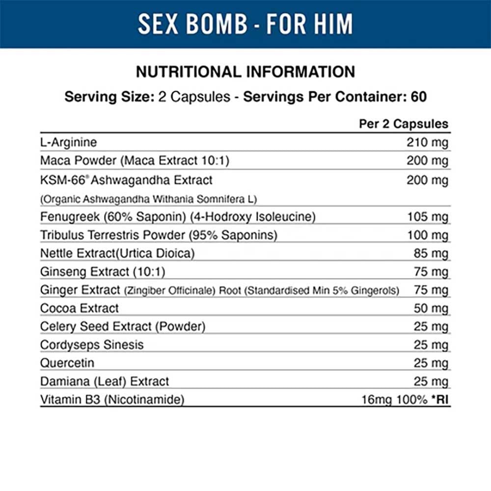 Applied Nutrition Sex Bomb For Him 120 Viên (60 Servings)