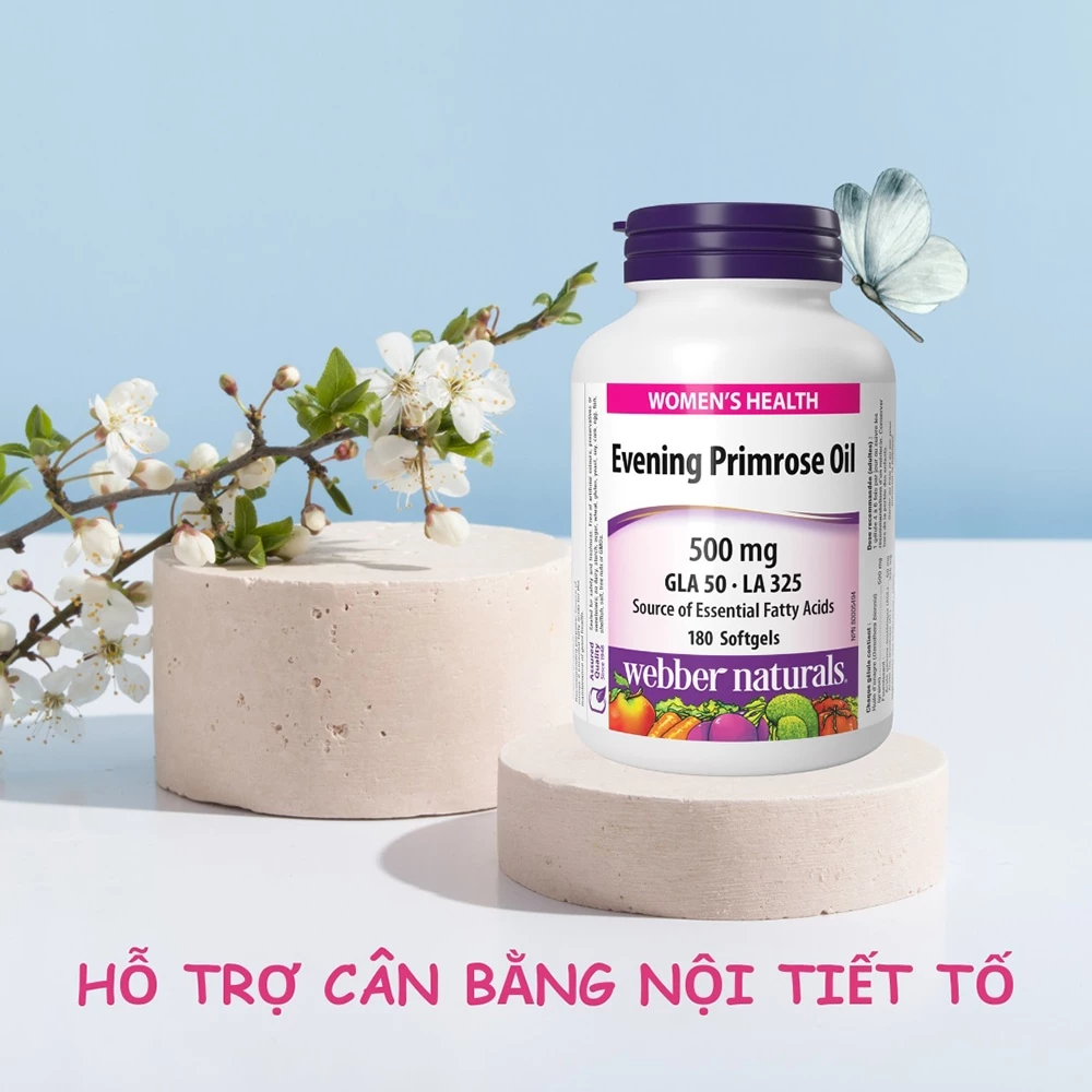 Tinh dầu hoa anh thảo Omega 6 Webber Naturals Evening Primrose Oil 500mg 180 viên