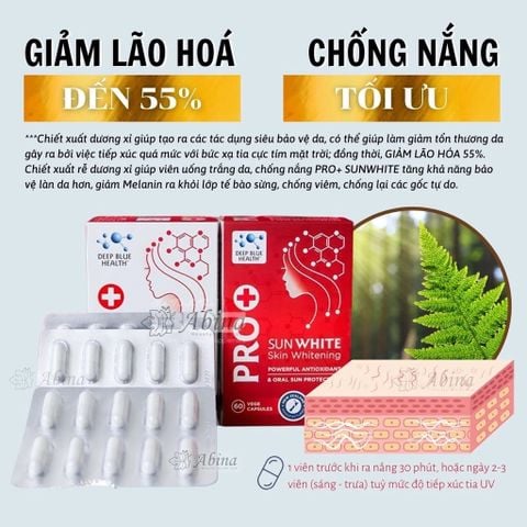 Viên Chống Nắng, Trắng Da, Chống Lão Hóa Pro SunWhite Deep Blue Health