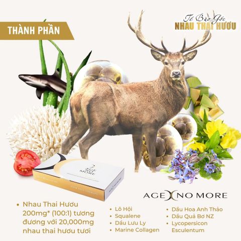 Tế Bào Gốc Nhau Thai Hươu Trẻ Hóa Age No More Deer Placenta 60 Viên