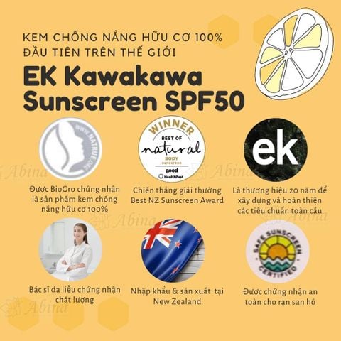 Kem Chống Nắng Thuần Tự Nhiên EK Kawakawa & Tamanu Cấp Ẩm Phục Hồi SPF50 150g