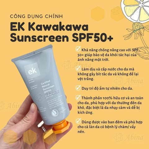 Kem Chống Nắng Thuần Tự Nhiên EK Kawakawa & Tamanu Cấp Ẩm Phục Hồi SPF50 150g