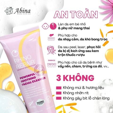Sữa Rửa Mặt Cấp Ẩm Phục Hồi Da Nhạy Cảm Rhino Repair Facial Cleanser 150ml