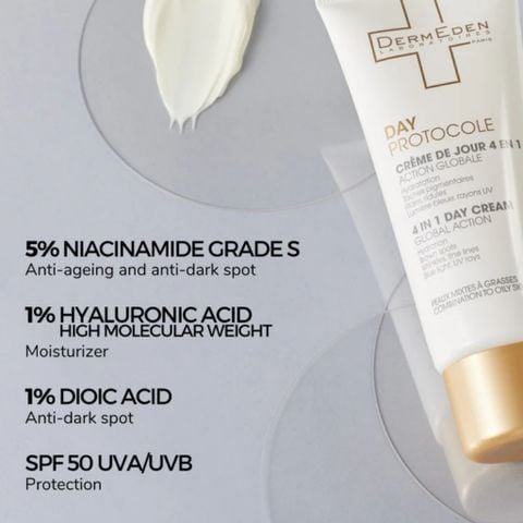 Kem Chống Nắng 4 Trong 1 DermEden Day Cream Global Action Combination Skin SPF 50 PA+++