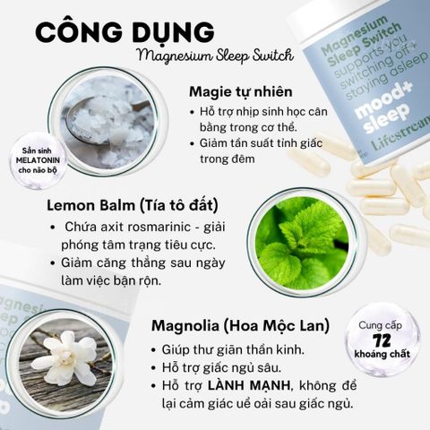 Viên Uống Ngủ Ngon Bổ Sung Magie Lifestream Magnesium Sleep Switch 60 Viên