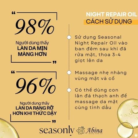 Dầu dưỡng phục hồi da ban đêm Seasonly Night Repair Oil (Huile De Nuit) 15ml