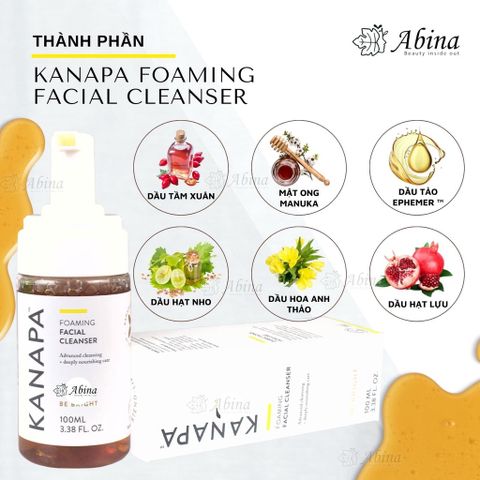 Bọt rửa mặt kiêm tẩy trang & toner Kanapa Foaming Facial Cleanser 100mL